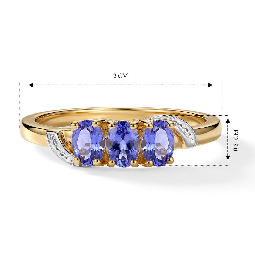 Tanzanite Trilogy Ring in Yellow Gold Plated Sterling Silver_8571825_5