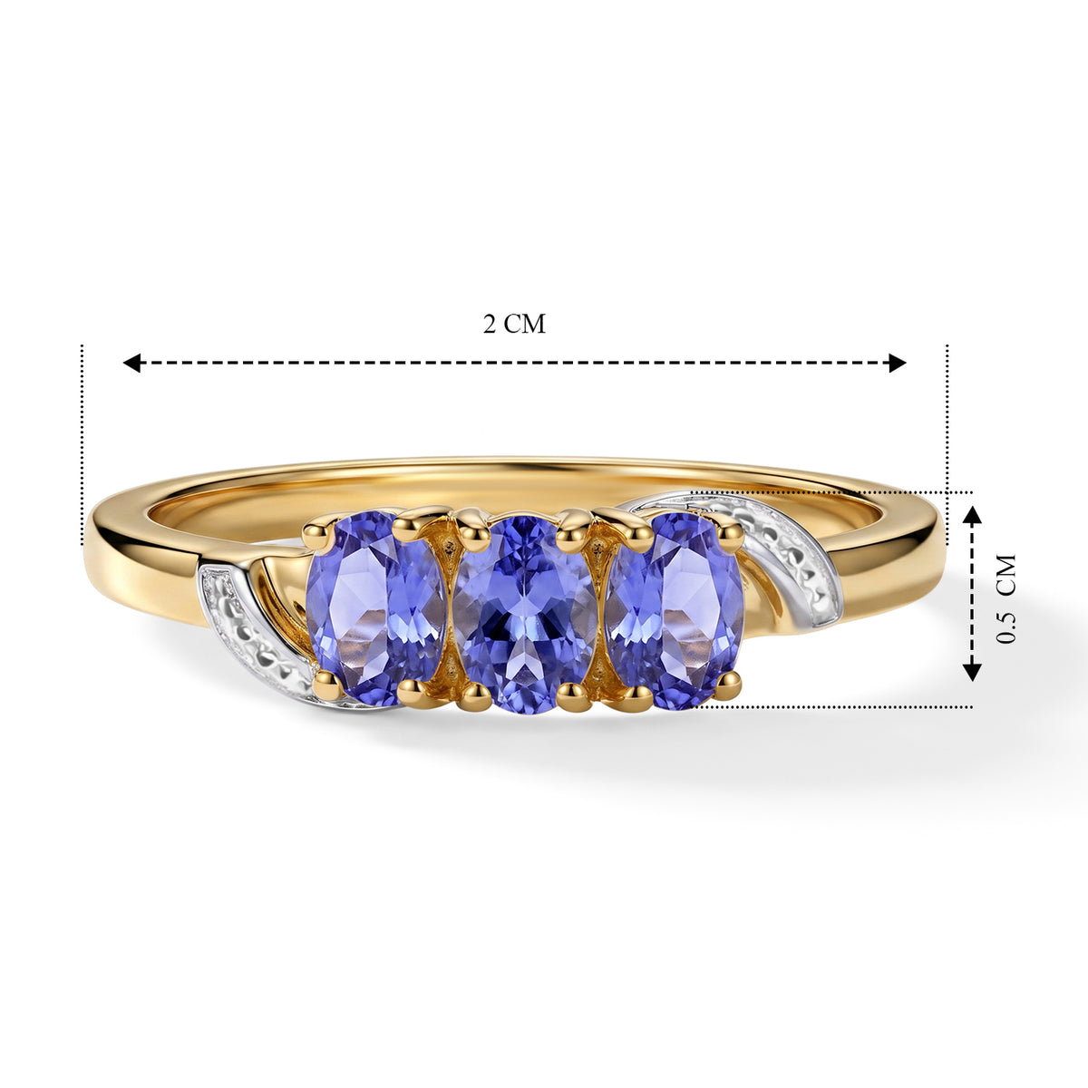 Tanzanite Trilogy Ring in Yellow Gold Plated Sterling Silver V32569710 6