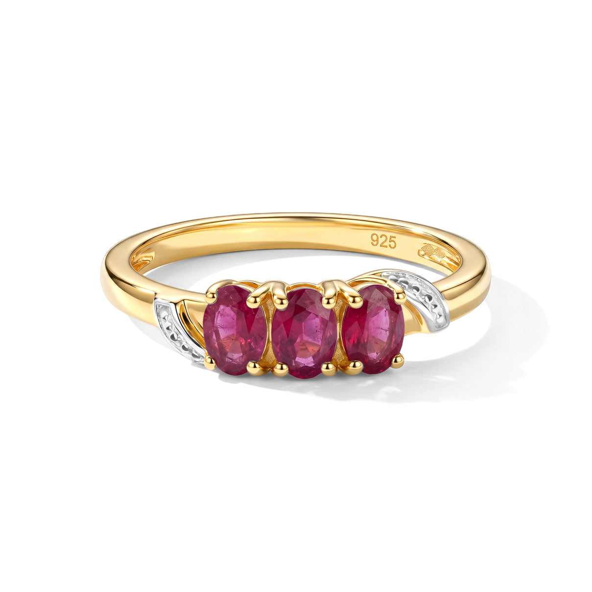 African Ruby Trilogy Ring in Yellow Gold Plated Sterling Silver 8571841 0