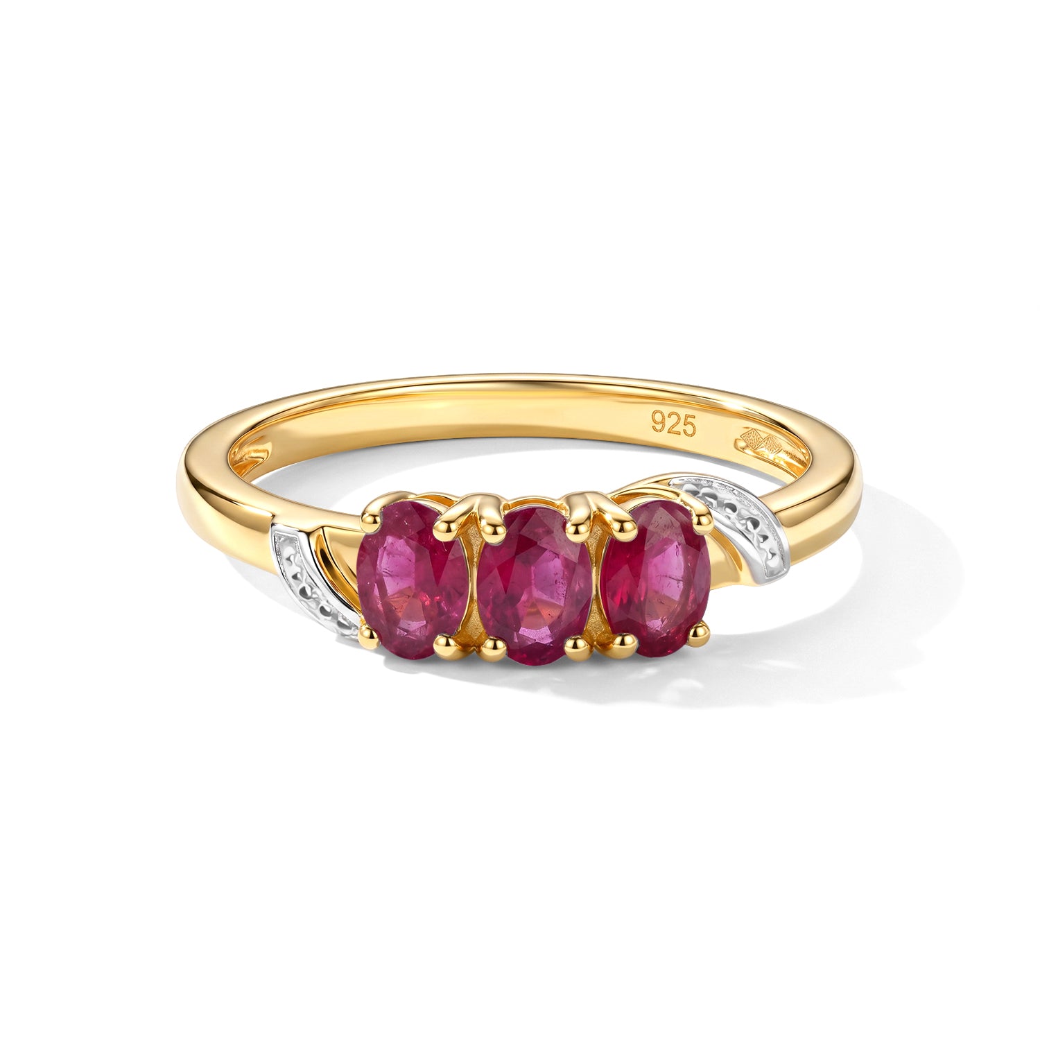 African Ruby Trilogy Ring in Yellow Gold Plated Sterling Silver 8571841 0