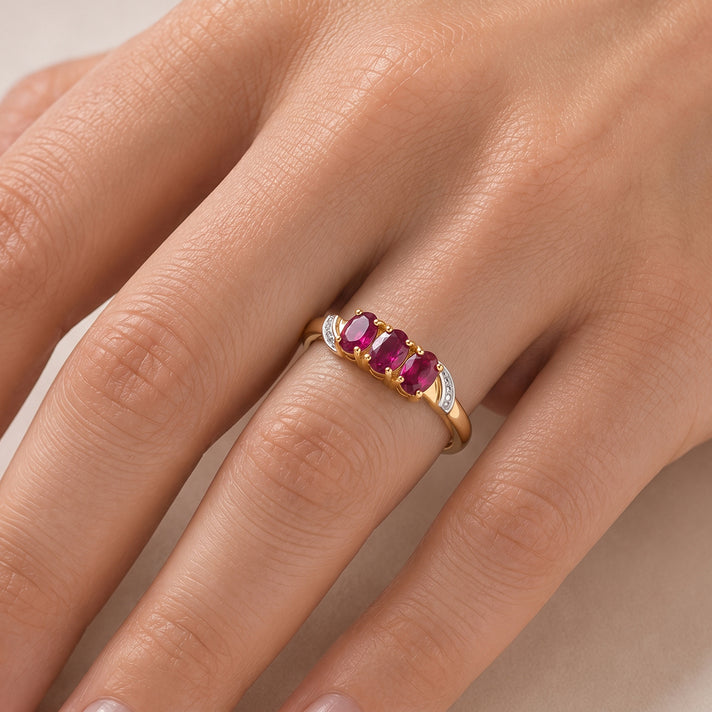 African Ruby Trilogy Ring in Yellow Gold Plated Sterling Silver 8571841 2