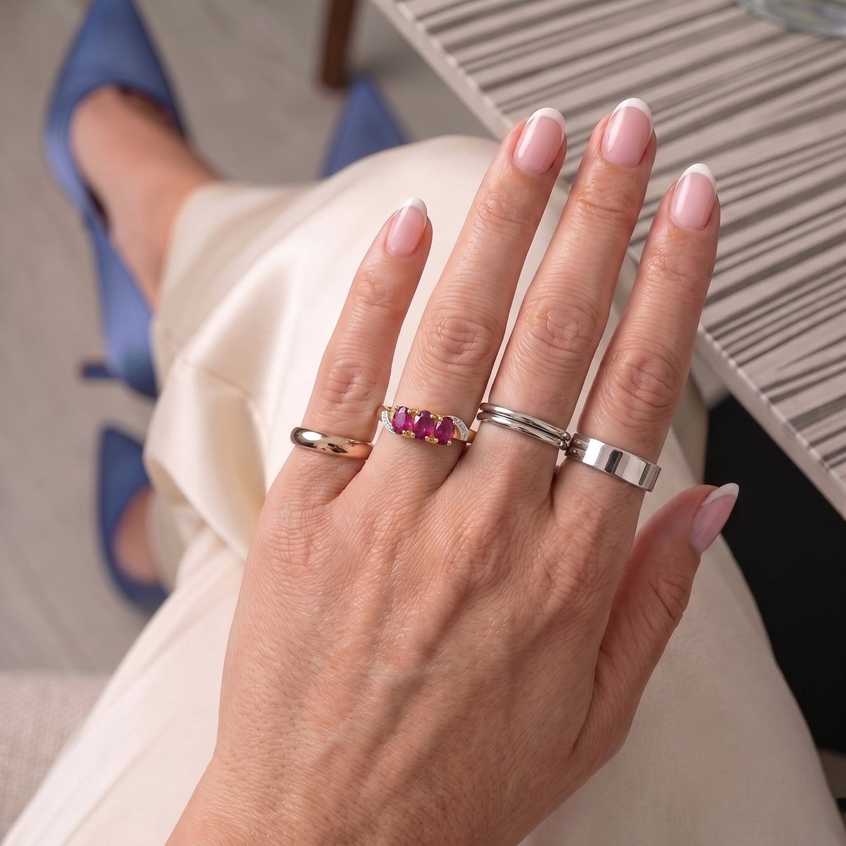 African Ruby Trilogy Ring in Yellow Gold Plated Sterling Silver 8571841 3