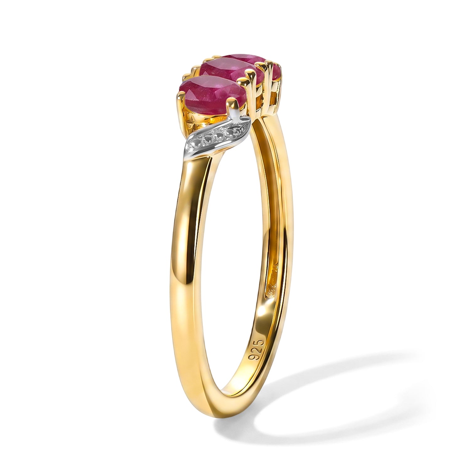 African Ruby Trilogy Ring in Yellow Gold Plated Sterling Silver 8571841 4