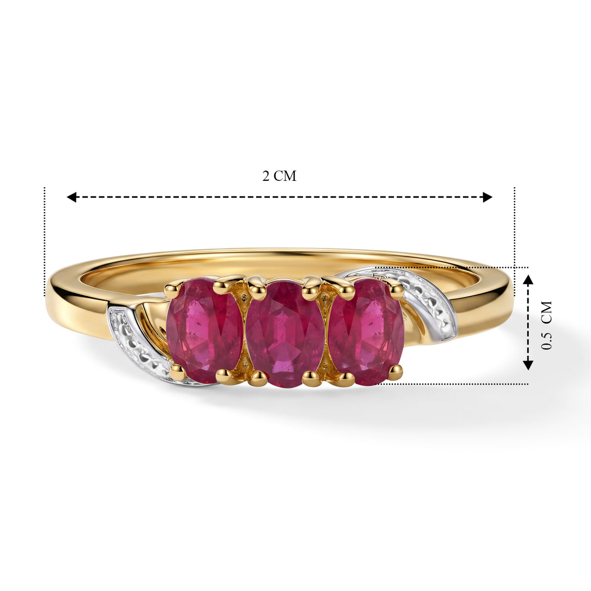African Ruby Trilogy Ring in Yellow Gold Plated Sterling Silver 8571841 6