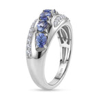 D'Joy - Tanzanite & White Zircon Ring in Rhodium Overlay Sterling Silver 1.17 Ct._8572137_3