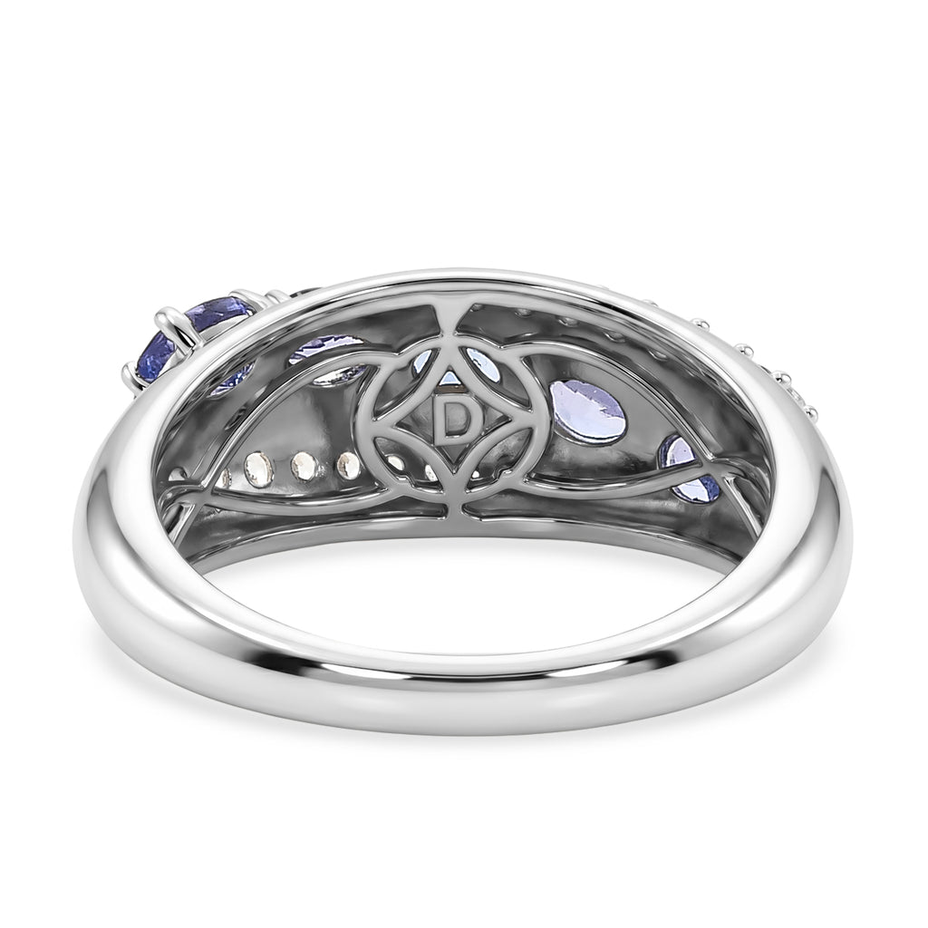 D'Joy - Tanzanite & White Zircon Ring in Rhodium Overlay Sterling Silver 1.17 Ct._8572137_4