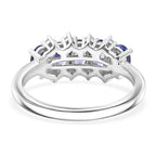 Luxuriant - AAA Tanzanite & Lab Grown Diamond (SI/G-H) 5 Stone Ring in Rhodium Overlay Sterling Silver 1.40 Ct._8572146_5