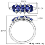 Luxuriant - AAA Tanzanite & Lab Grown Diamond (SI/G-H) 5 Stone Ring in Rhodium Overlay Sterling Silver 1.40 Ct._8572146_6