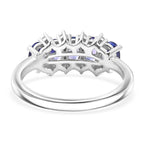 Luxuriant - AAA Tanzanite & Lab Grown Diamond (SI/G-H) 5 Stone Ring in Rhodium Overlay Sterling Silver 1.40 Ct._8572148_4