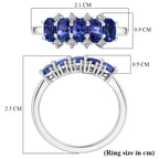 Luxuriant - AAA Tanzanite & Lab Grown Diamond (SI/G-H) 5 Stone Ring in Rhodium Overlay Sterling Silver 1.40 Ct._8572148_5