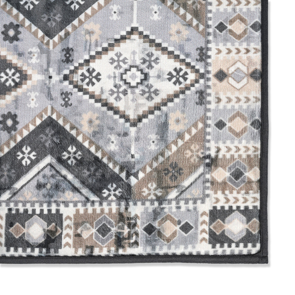 LIVMORE Geometric Print Memory Foam Non-Slip Bath Mat (50 x 80 cm) - Grey &amp; Brown V32576492 3