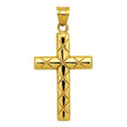 Florence CloseOut-9K Yellow Gold Diamond Cut Cross Pendant_8572177