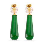 D'Joy - Enhanced Green Jade & White Mother Of Pearl Drop Earring with Push Back in Yellow Gold Plated Sterling Silver 35.00 Ct._8572199_3