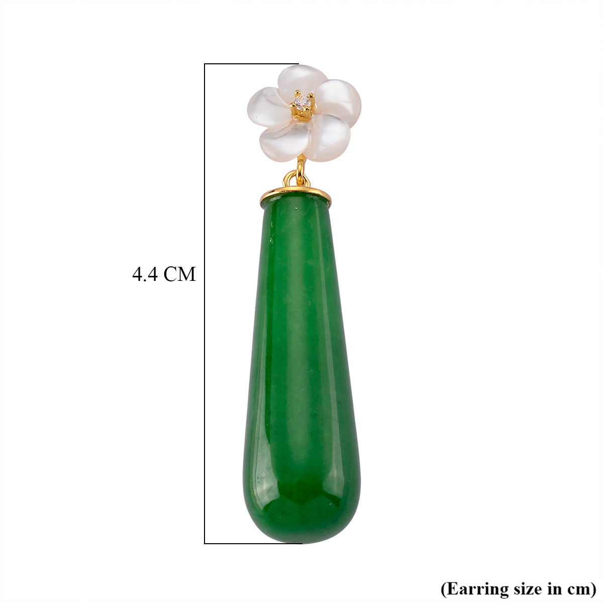 D'Joy - Enhanced Green Jade &amp; White Mother Of Pearl Drop Earring with Push Back in Yellow Gold Plated Sterling Silver 35.00 Ct. V32513914 5