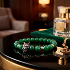 Green Jade Stretchable Wolf Charm Bracelet (Size - 7.5) 110.00 Ct._8572202_2