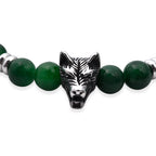 Green Jade Stretchable Wolf Charm Bracelet (Size - 7.5) 110.00 Ct._8572202_4