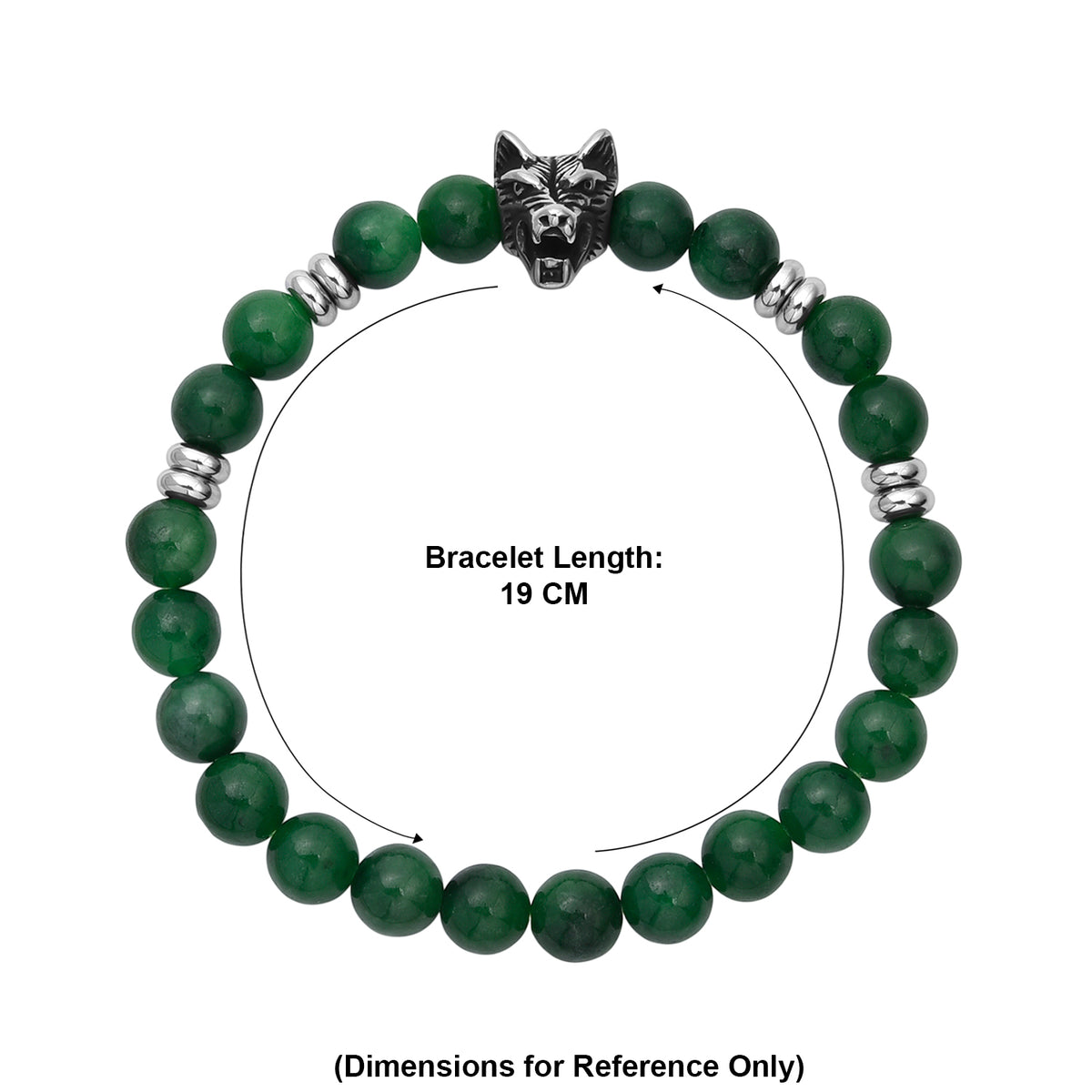 Green Jade Stretchable Wolf Charm Bracelet (Size - 7.5) 110.00 Ct. V32514417 6