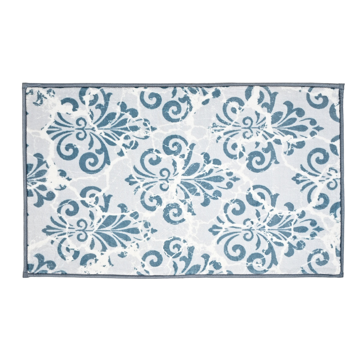 LIVMORE Printed Memory Foam Non-Slip Bath Mat (50 x 80 cm) - Dusty Blue &amp; White V32580909 0