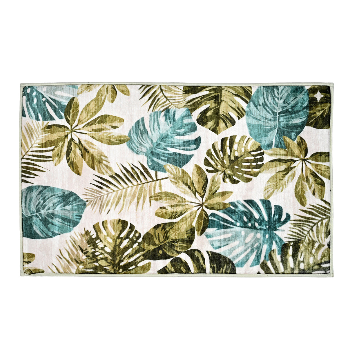 LIVMORE Printed Memory Foam Non-Slip Bath Mat (50 x 80 cm) - Green &amp; Beige V32577033 0