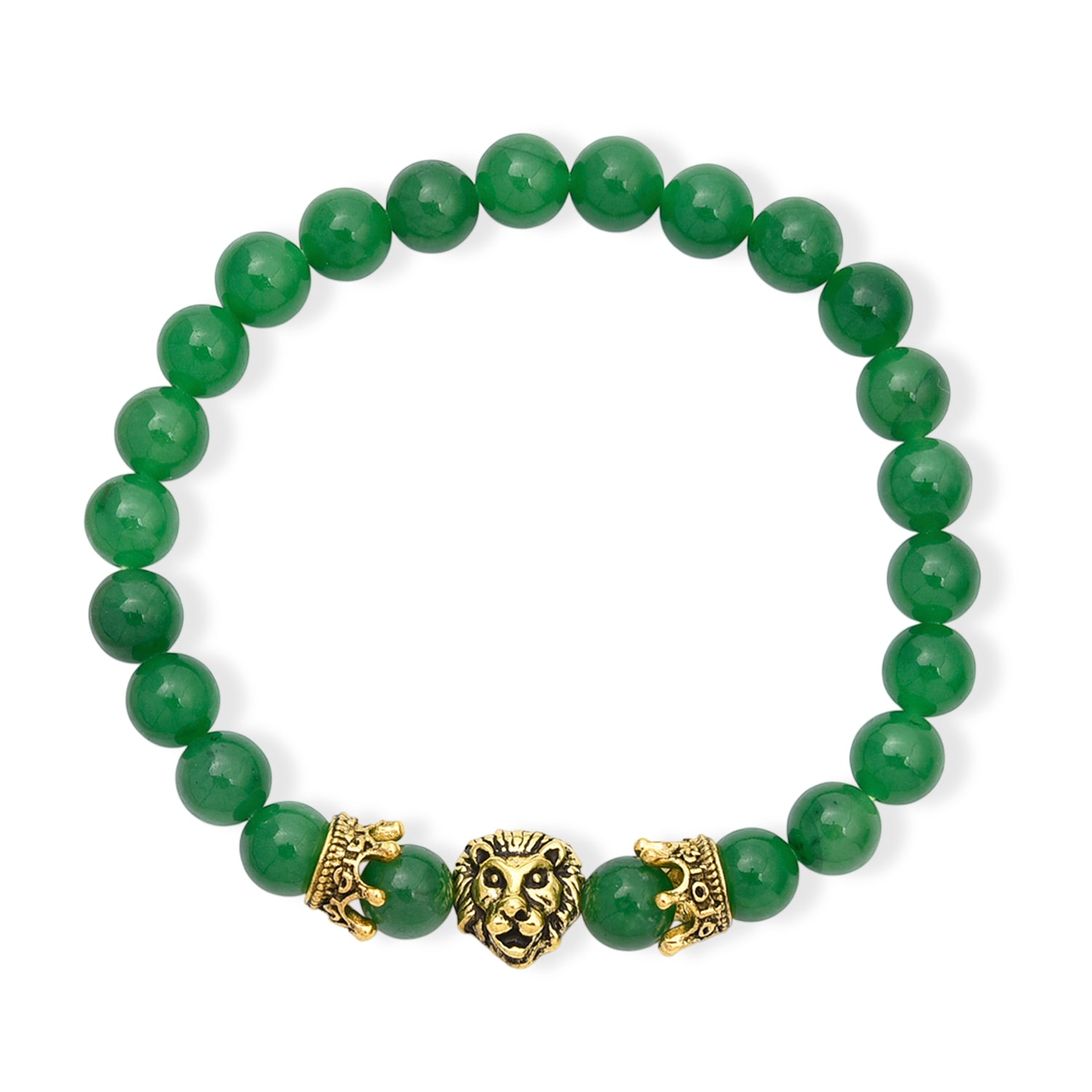 Green Jade Stretchable Lion Charm Bracelet (Size - 7) 115.00 Ct. 8572244 0