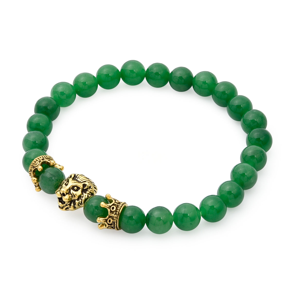 Green Jade Stretchable Lion Charm Bracelet (Size - 7) 115.00 Ct. 8572244 4