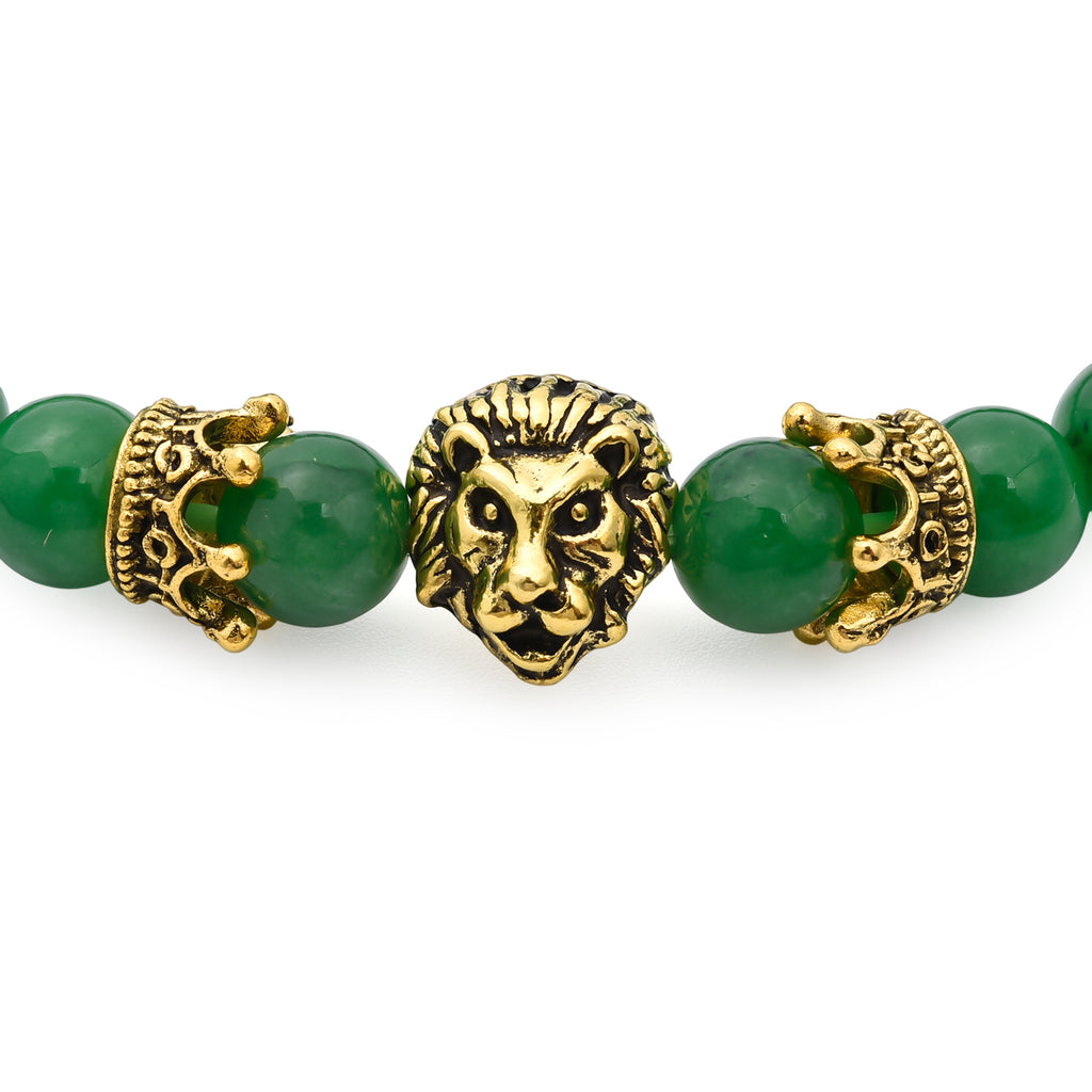 Green Jade Stretchable Lion Charm Bracelet (Size - 7) 115.00 Ct._8572244_4