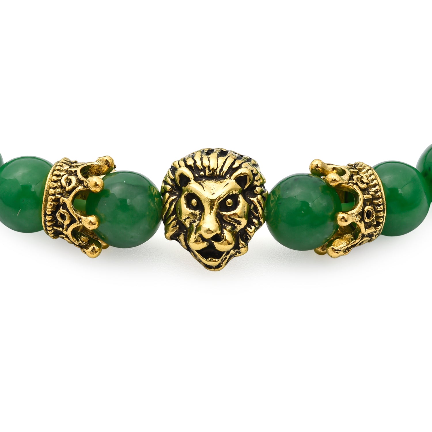 Green Jade Stretchable Lion Charm Bracelet (Size - 7) 115.00 Ct. 8572244 5