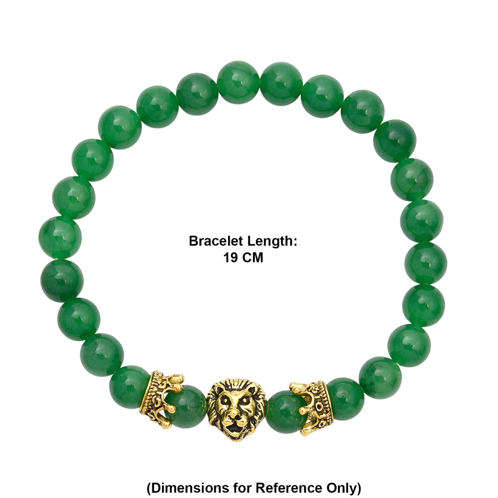 Green Jade Stretchable Lion Charm Bracelet (Size - 7) 115.00 Ct._8572244_5