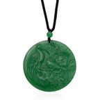 Green Jade Adjustable Carved Phoenix Necklace with Cotton Thread (Size - 28) 145.00 Ct._8572247
