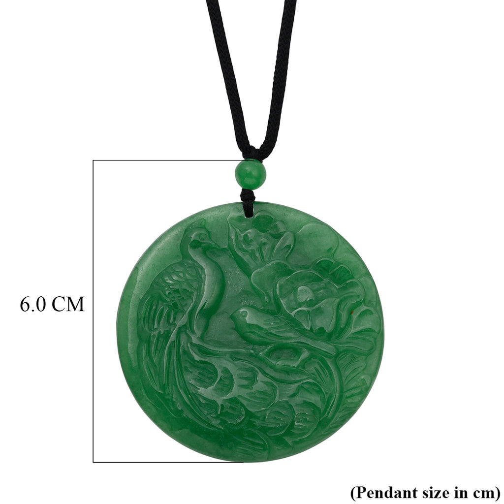 Green Jade Adjustable Carved Phoenix Necklace with Cotton Thread (Size - 28) 145.00 Ct._8572247_6