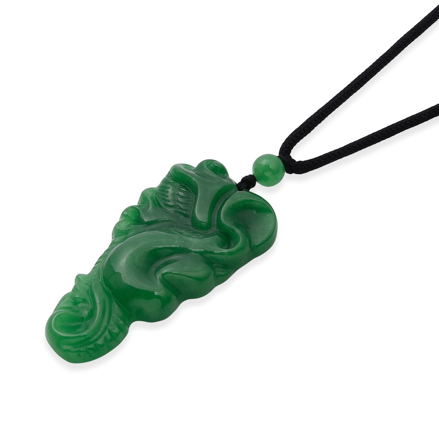 Green Jade Adjustable Carved Dragon Necklace with Cotton Thread (Size - 28) 145.00 Ct. 8572248 4