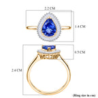 9K Yellow Gold Tanzanite & White Diamond Pear Cut Halo Ring 1.33 Ct._8572255_5