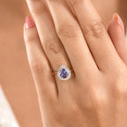 9K Yellow Gold Tanzanite & White Diamond Pear Cut Halo Ring 1.33 Ct._8572258_1