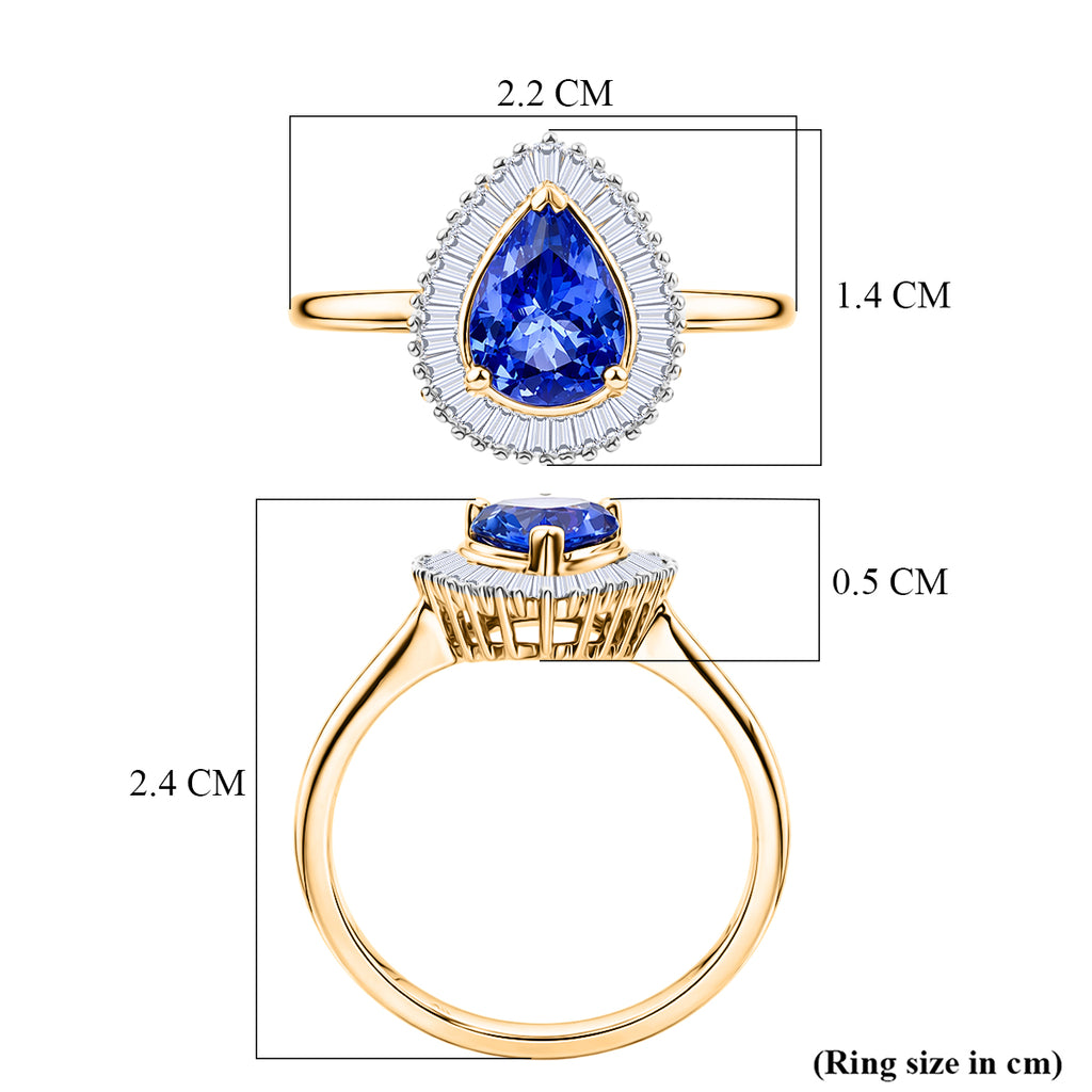 9K Yellow Gold Tanzanite & White Diamond Pear Cut Halo Ring 1.33 Ct._8572267_5