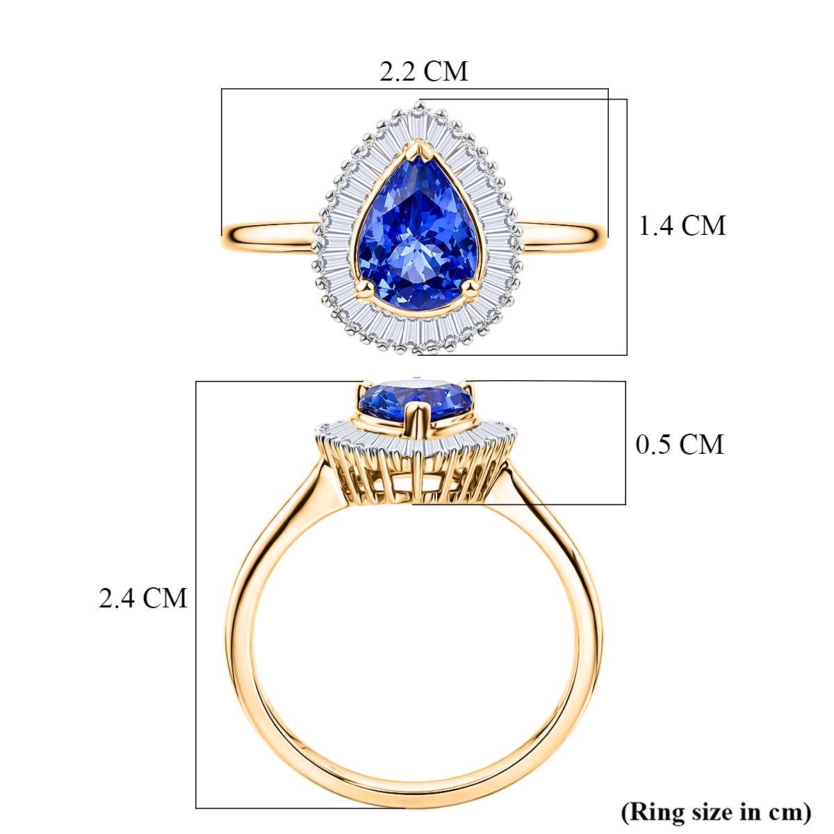 9K Yellow Gold PremiumTanzanite &amp; White Diamond Pear Cut Halo Ring 1.33 Ct. V32512630 6