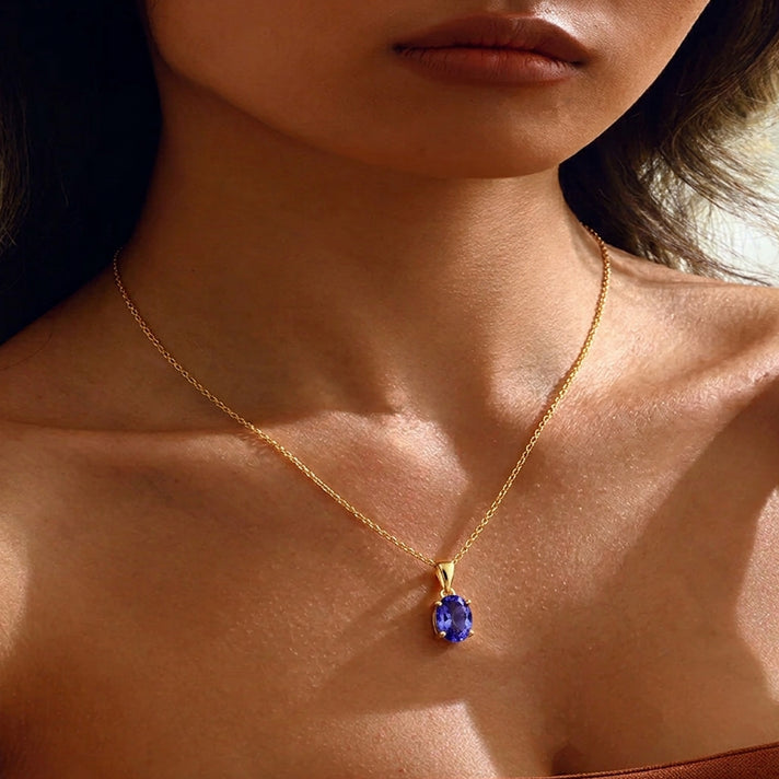9K Yellow Gold AA Tanzanite Solitaire Pendant 8572271 2