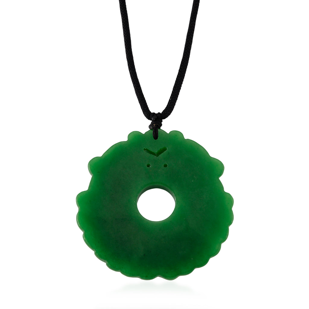 Green Jade Adjustable Carved Pixiu Necklace with Cotton Thread (Size - 28) 145.00 Ct._8572279_4