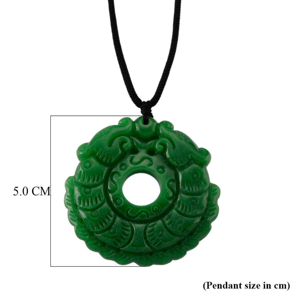 Green Jade Adjustable Carved Pixiu Necklace with Cotton Thread (Size - 28) 145.00 Ct._8572279_6
