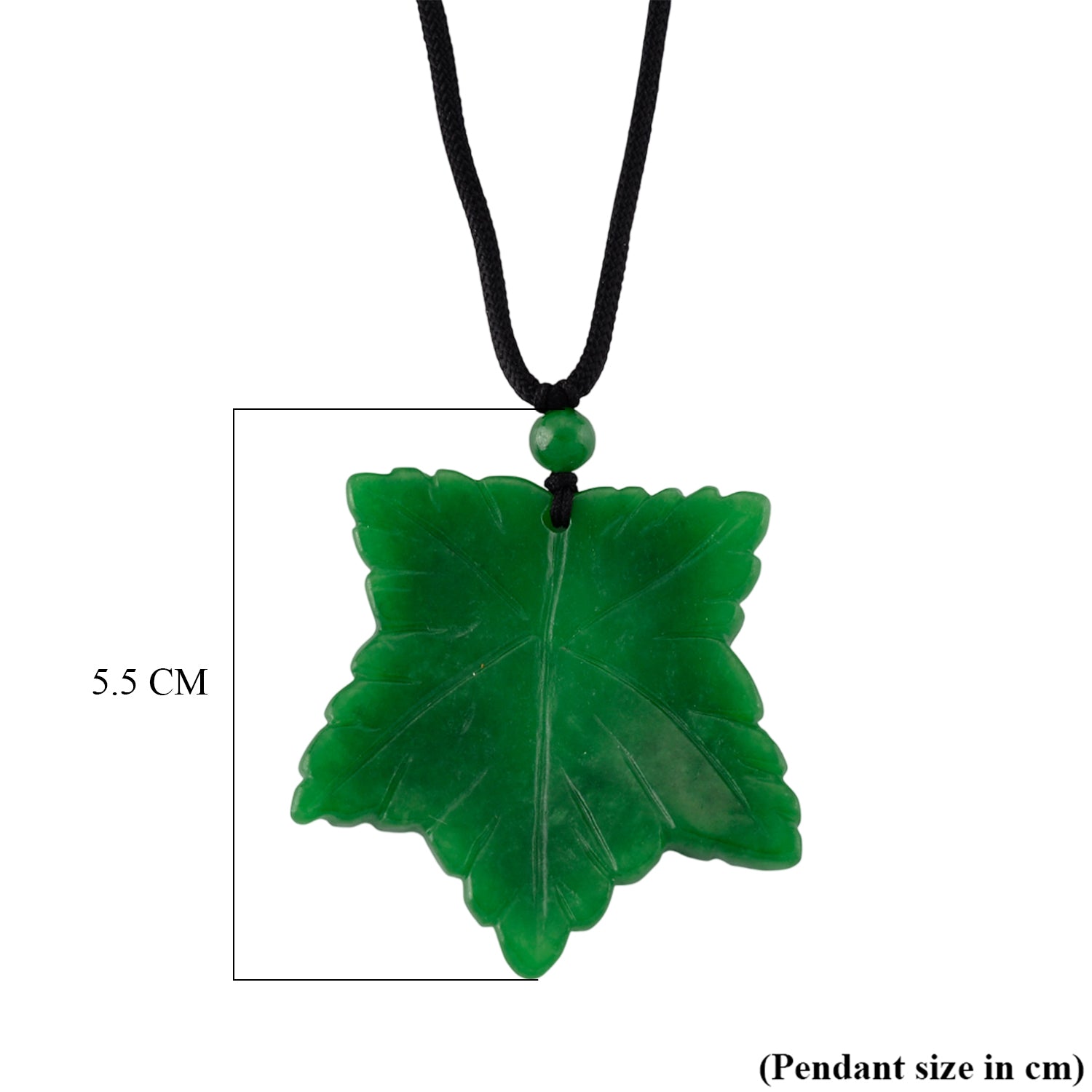Green Jade Adjustable Leaf Necklace with Cotton Thread (Size - 28) 80.00 Ct. V32514712 7