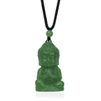 Green Jade Adjustable Buddha Necklace with Cotton Thread (Size - 28) 130.00 Ct._8572281