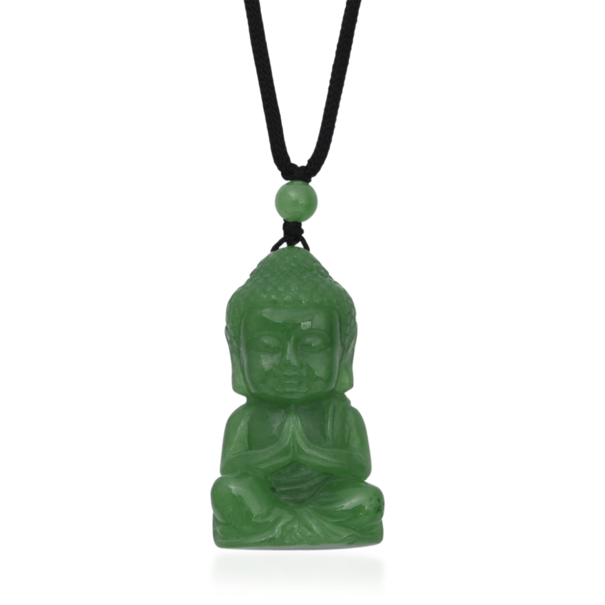 Green Jade Adjustable Buddha Necklace with Cotton Thread (Size - 28) 130.00 Ct. V32515582 0