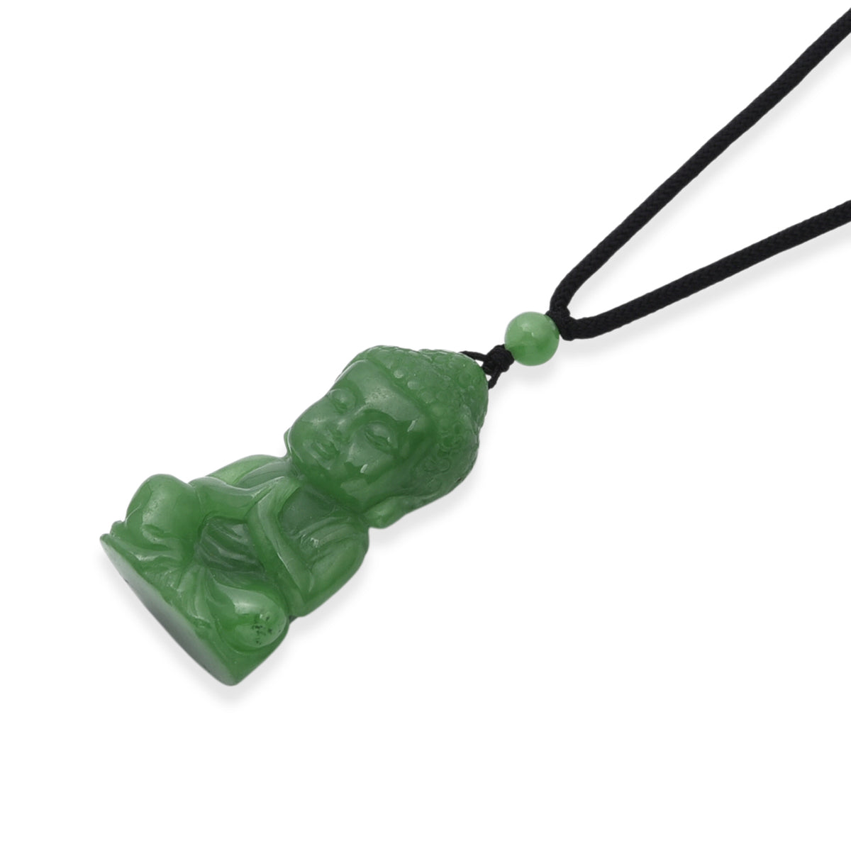 Green Jade Adjustable Buddha Necklace with Cotton Thread (Size - 28) 130.00 Ct. V32515582 4