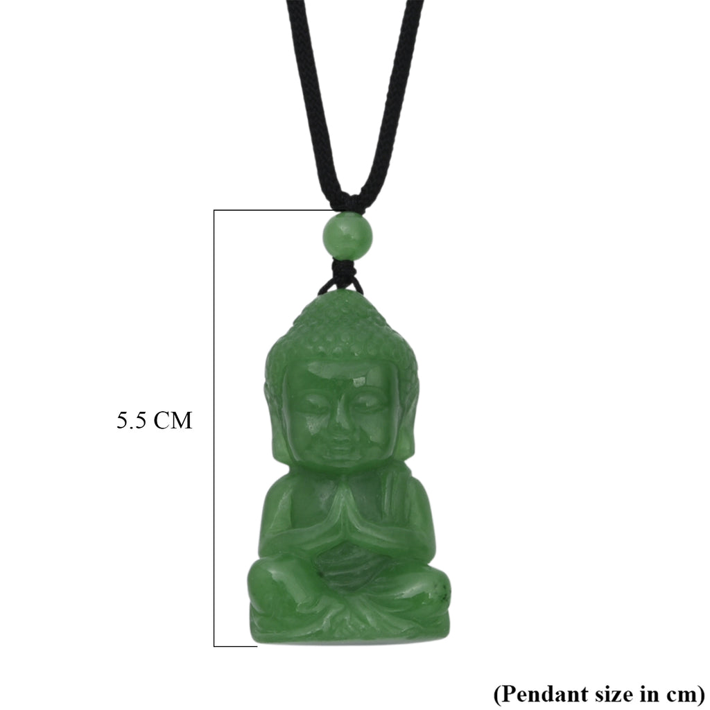 Green Jade Adjustable Buddha Necklace with Cotton Thread (Size - 28) 130.00 Ct._8572281_6