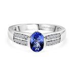Luxuriant - Tanzanite & Lab Grown Diamond (SI/G-H) Solitaire Ring in Rhodium Overlay Sterling Silver 1.00 Ct._8572284
