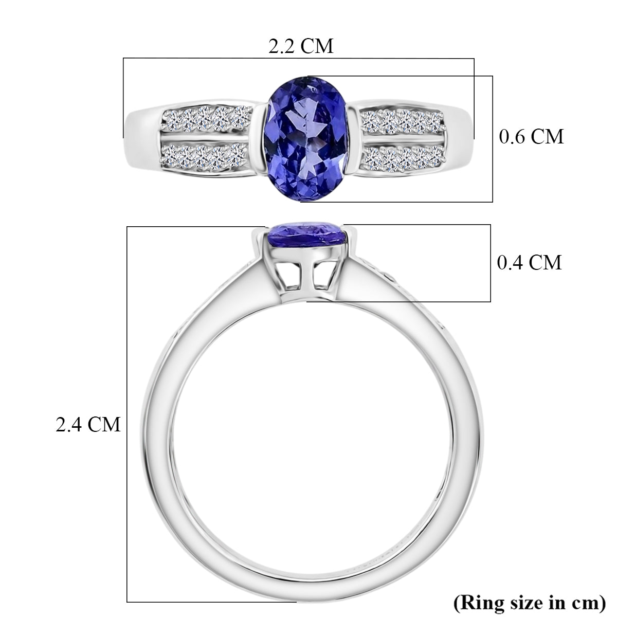 Luxuriant - Tanzanite &amp; Lab Grown Diamond (SI/G-H) Solitaire Ring in Rhodium Overlay Sterling Silver 1.00 Ct. V32540237 6