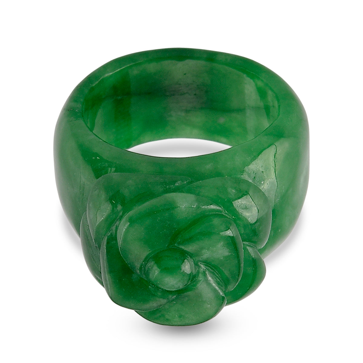 Green Jade Flower Carved Ring 50.00 Ct. V32514031 0