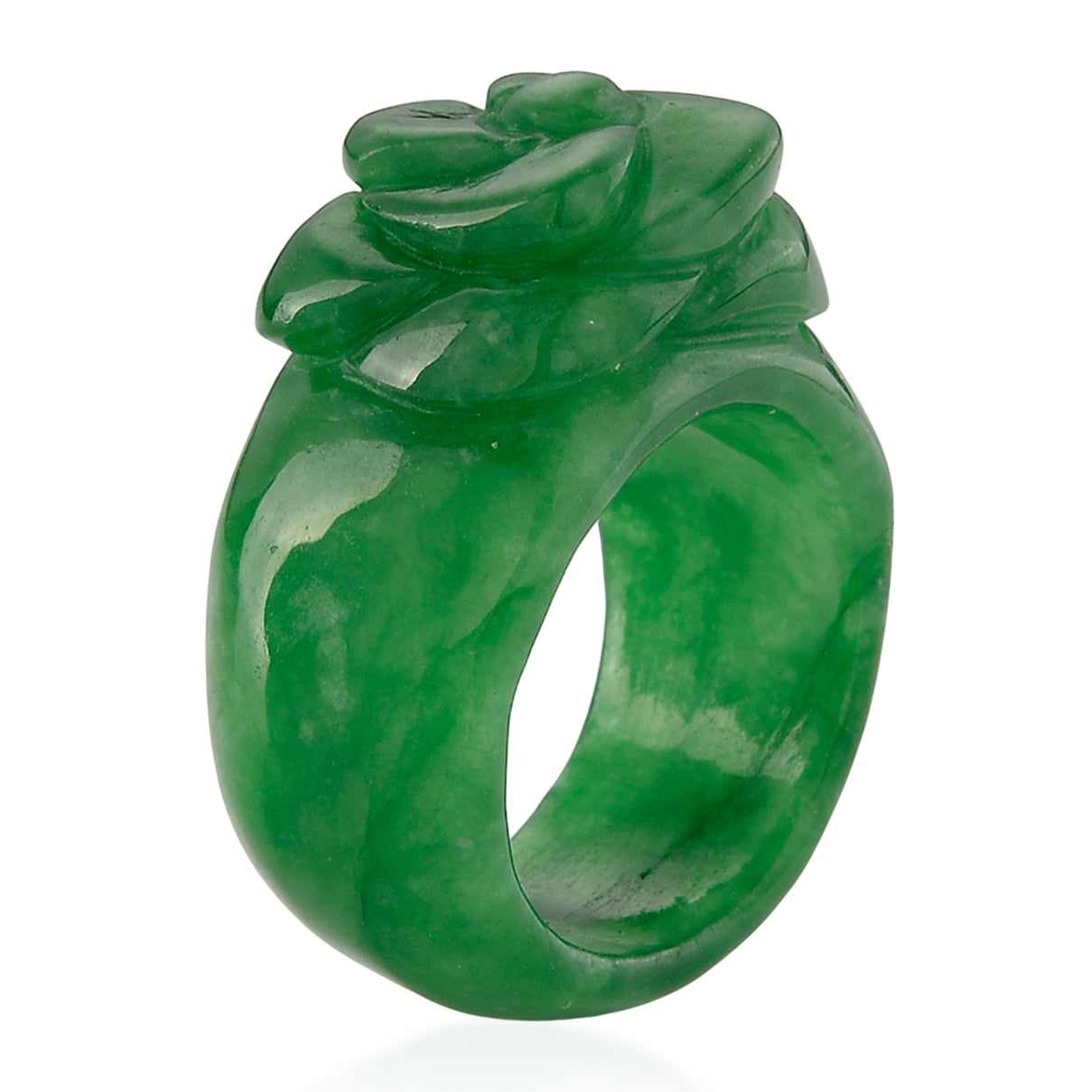 Green Jade Flower Carved Ring 50.00 Ct. V32514031 4