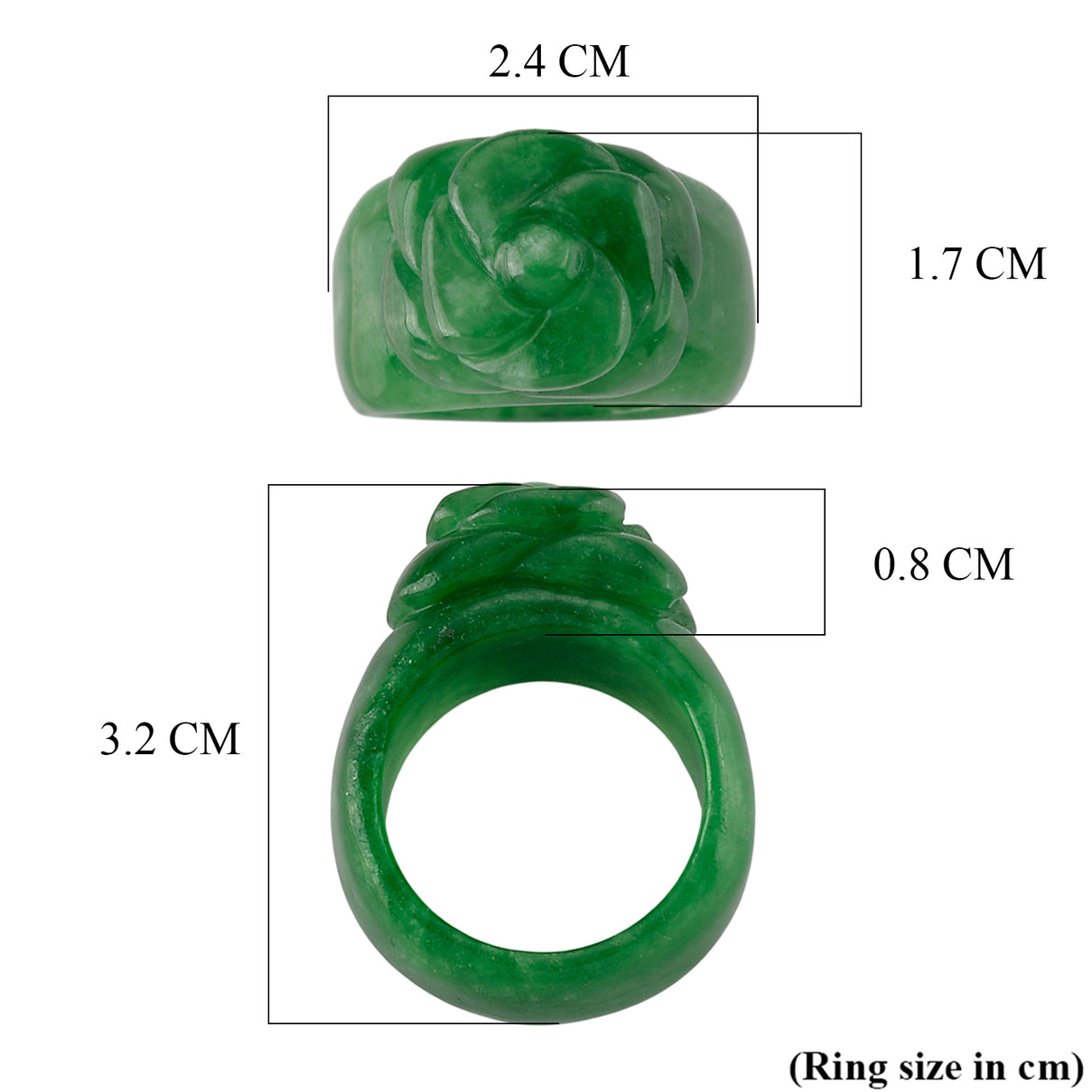 Green Jade Flower Carved Ring 50.00 Ct. V32514031 6
