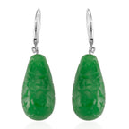 D'Joy - Green Jade Drop Earring with Lever Back in Rhodium Overlay Sterling Silver 50.00 Ct._8572304_4