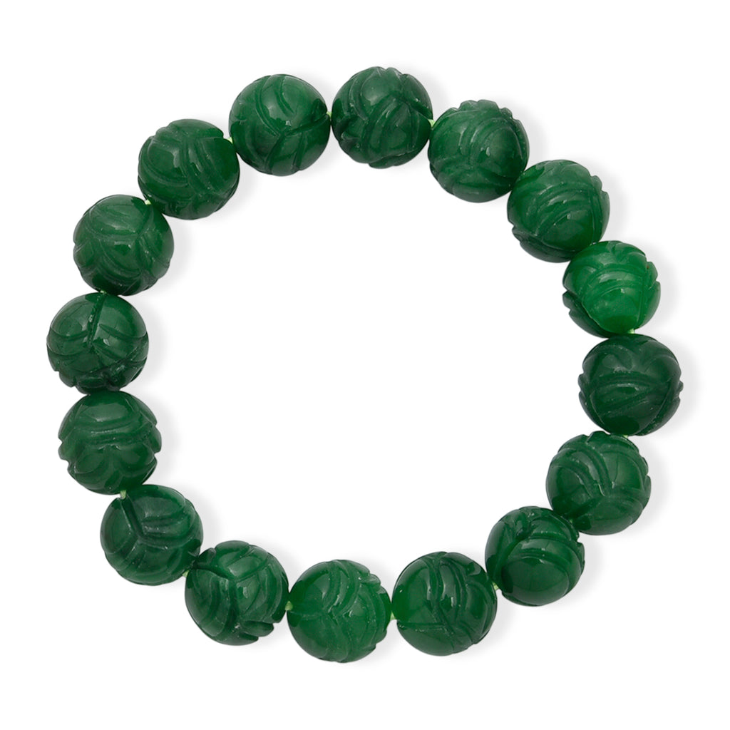 Green Jade Stretchable Bead Bracelet (Size - 7) 300.00 Ct._8572305